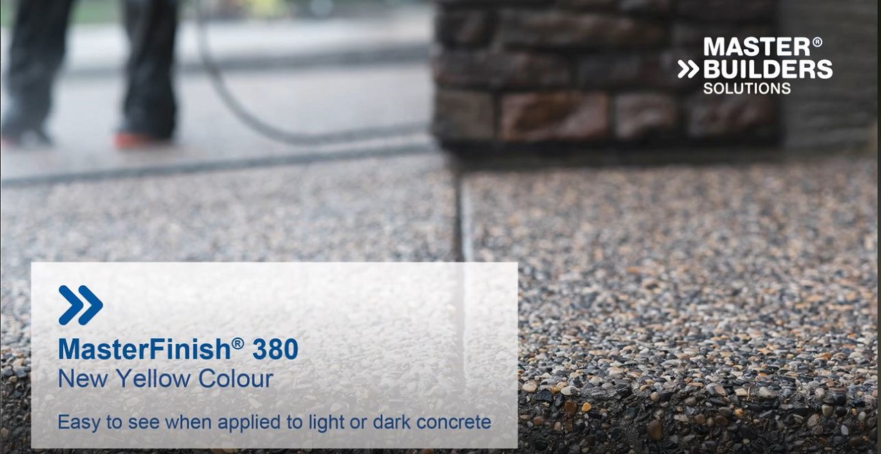 MasterFinish 380: Surface Retarder for Exposed Aggregate Concrete. Easy to See Yellow Formulation