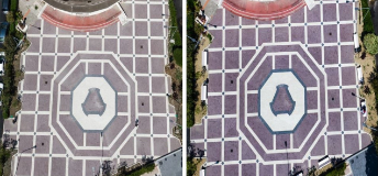 Lavori di trattamento della superficie della piazza